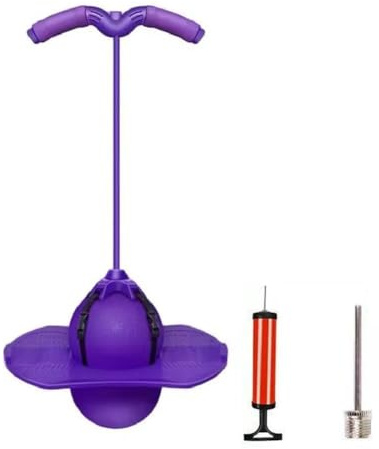 Pogo-Sprungball für Kinder und Erwachsene, Pogo Jumper mit Griff und Ballpumpe, Pogo Ball für Kinder, Balance Hüpfball mit Platte, Hüpfspielzeug für Draußen Geeignet für Kinder & Erwachsene (Violett)