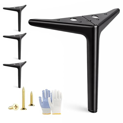 Snovire 4 er Möbelfüße Schwarz, 18 cm Möbelfüße Metall Sofafüße, Belastbar bis 700 KG, Metall Schrank für Sofa, Tischbeine, Couchtische, Schränke, TV-Schränke, Sideboard, Nachttisch, Schubladen