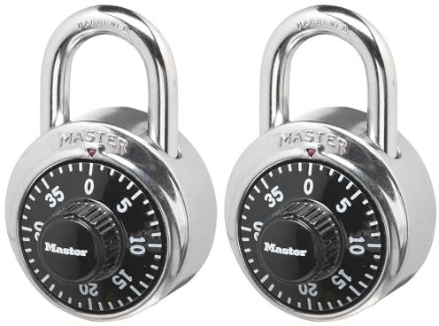 Master Lock 1500T Locker Lock Combination Padlock, Black, 2 Pack