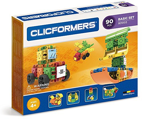 CLICFORMERS Bausteine für Kinder ab 3 Jahre, kreatives Lernspielzeug im ​​90 teiligen Basisset, Steckspiel für Jungen und Mädchen, pädagogisches Montessori Bauspielzeug, STEM-Spielzeug,