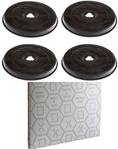 FABER 4 FILTRI CAPPA CARBONI ATTIVI CON FARFALLA + 1 PANNO H 2.6 Cm Ø 23.2 F 38