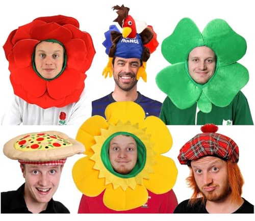 I LOVE FANCY DRESS Six Nations Rugby-Hüte für Erwachsene, 6 Stück, für Rugby-Events, England, Schottland, Irland, Wales, Frankreich und Italien