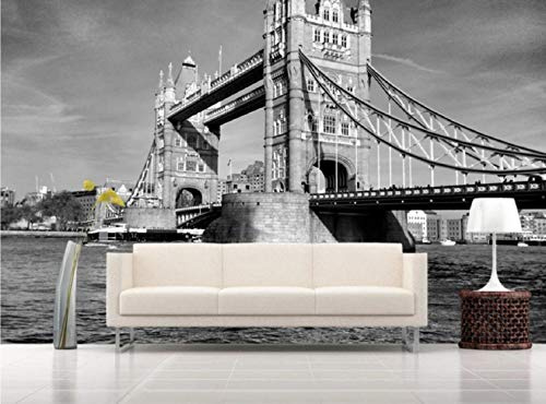 Papel Pintado Pared 3D De En Y Negro Escenario Arquitectónico En El Tower Bridge De Londres Mural Papel Pintado Infantil Papel Tapiz Fotomurales Decorativos Pared Wallpaper,150x105cm