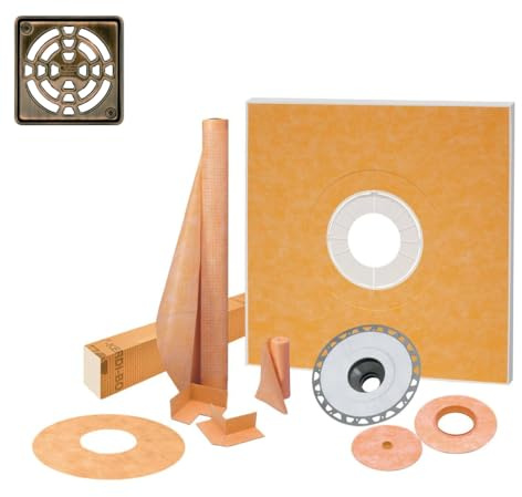 Schluter Kerdi 48-Inch X 48-Inch Shower Kit with Oil Rubbed Bronze Drain