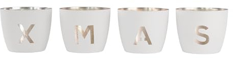 Gift Company Madras Windlicht Set Weiß/Gold H8,5Cm, D10Cm