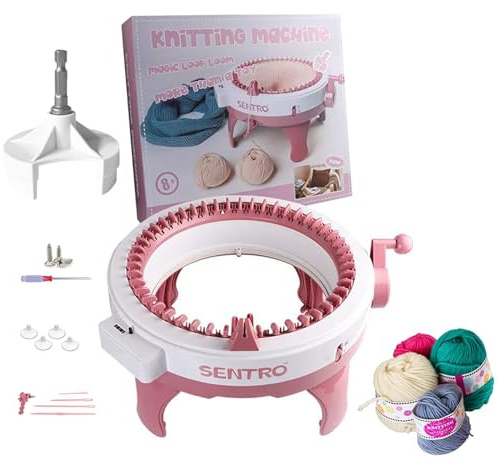 Umootek SENTRO stickmaskin, 48 nålar smart vävstol rund snurrande virkade stickmaskiner med radräknare, stickbräda roterande dubbel väv, vävmaskinkit