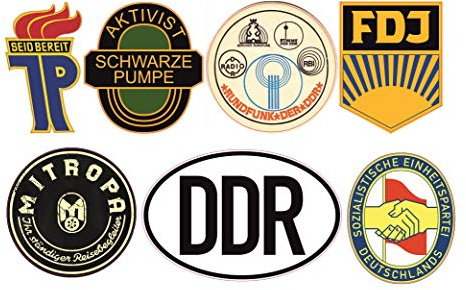 24/7stickers #692 / DDR Aufkleber Set 1 Höhe je 6,5cm VEB Oldtimer Retro Vintage FDJ JP Mitropa Osten für Trabant Barkas Wartburg Simson usw.