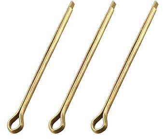 sourcing map Splint - 3mm x 50mm (1/8 Zoll x 1 31/32 Zoll) Massivem Messing 2-Zacken Gold-Ton Verschluss Clip Schlüssel 3 Stück
