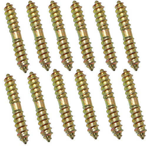 PZRT 12pcs 6x40MM Dowel Screw Zinc Plated Iron Double Ended Screw Self Tapping Furniture Screw