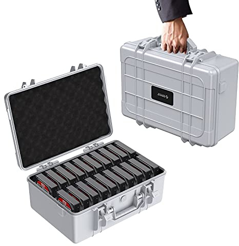 ORICO Maletín Protector Rigido para 20 Disco Duro de 3,5 Pulgadas,Funda Caja Disco Duro Externo Almacenamiento,45x34x19cm,Gris