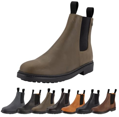 SUEDWIND FOOTWEAR Ridstövletter för kvinnor New WORK – Chelsea stövlar av läder – rid- och fritidsstövlar med ortholit-fotbädd, gummisula och läderinnerfoder – 7 färger – storlek 35–46, Vaxgrön, 40 EU