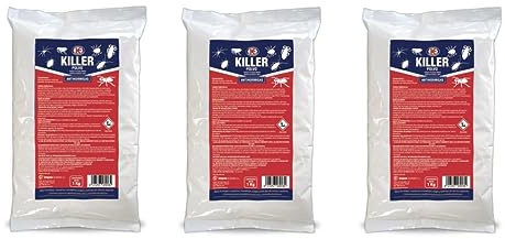 Killer Polvo 3kg. Sustituto de Garrapatin. Insecticida en Polvo de Amplio Espectro para desinfección y Control de plagas en ganadería y Animales domésticos