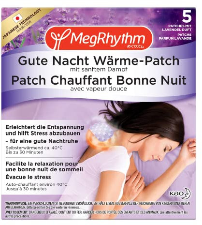 MegRhythm Gute Nacht Wärme-Patch - Inhalt: 5 Wärmende Nacken-Pflaster - Entspannung und hilft Stress abzubauen - Mit Lavendel-Duft