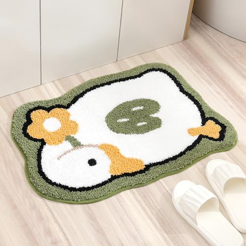 Molesun Niedliche Grün Badematte 45x65cm, Weich, Saugfähig, Waschbar | Niedlicher Rutschfester Badvorleger, 100% Mikrofaser-Badematten, für Badezimmer Dusche Schlafzimmer Küche, Maschinenwaschbar