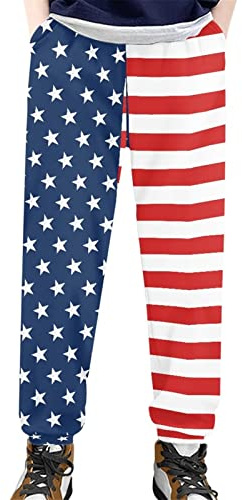 Renewold Kids Youth Sweatpant Big and Little Kids Gym Bottoms with Pockets Girls Boys Unisex Casual Jogger Pants American Flag Novelty Clothes Sweatpant 8-9 Y