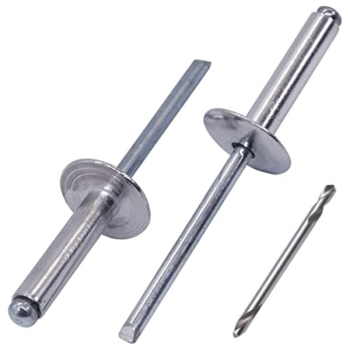 SKIR'CO (30 piezas) Remaches ciegos de aluminio con brida grande de 4,8 x 21 mm, mandril de acero, broca incluida