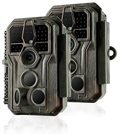 Folgtek 2-pezzi 32MP 1296P Fotocamera da Caccia con 100ft Visione Notturna, Rilevamento del Movimento, IP66 Impermeabile, 2.4 LCD, 120° Grandangolo, per l'osservazione degli Animali