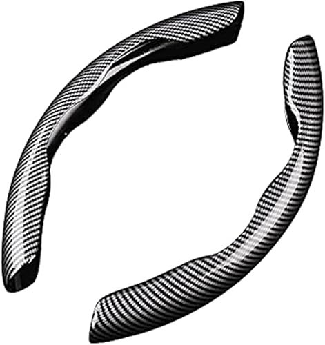 2 Stück Auto Lenkradbezug für Mercedes Benz E-Class W211 W212 W213 AMG E53 E63, Kohlfaser Segmentierter Lenkradhülle Anti Rutsch Lenkrad Abdeckung Verschleißfeste Carbon Faser Lenkradschoner,C Black
