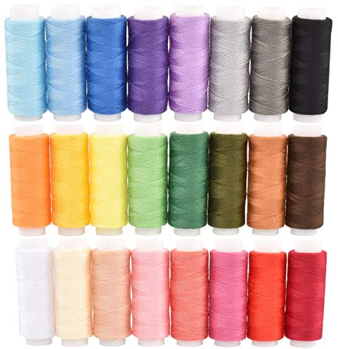 24 Polyester Nähgarne für Nähmaschine Handnähen, Satz von 200 Yards pro Spule