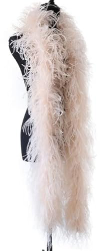 1M flauschige natürliche Straußenfederboas 2 4 6 10 20 PLY Hochzeitsaccessoires Straußenfedern für Bastelpartydekoration Plume Boa-Champagne, 10ply 1Meter