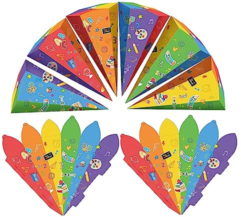 FMKLDENA Geschwister Schultüte, 8 Stück schultüte klein, 28cm Schultüte Bastelset, Faltbare Zuckertüte für die Einschulung zum Schulanfang, Geschenkverpackung Schultüte für Junge und Mädchen