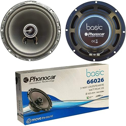 2 ALTOPARLANTI PHONOCAR BASIC 66026 coassiali 2 vie da 16,50 cm 165 mm 6,5 di diametro da 30 watt rms e 60 watt max 4 ohm 90 db spl auto, a coppia