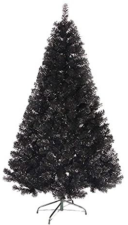 ZYMEN Schwarzer künstlicher Weihnachtsbaum, einfach zu montierender, nachhaltiger PVC-Weihnachtsbaum mit Metallbeinen für Zuhause, Outdoor, Holi-Weihnachtsbaum (schwarz, 210 cm) Commemoration Day