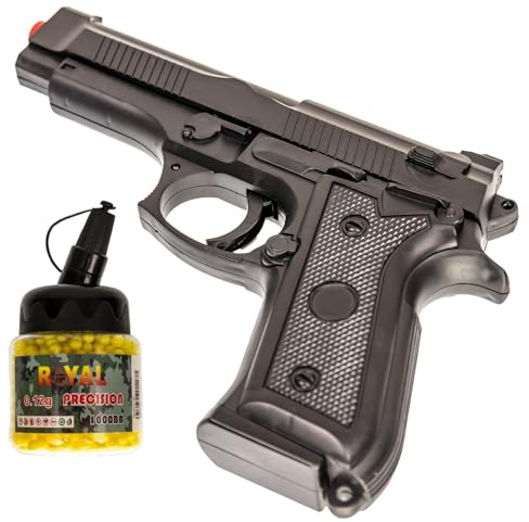 Set Softair Pistole OpTacs SX10 Federdruck Airsoft Pistole <0,5 Joule inkl. 1.000 BB's Precision 0.12g Waffen Spielzeug Pistole im Stile Einer Beretta M9