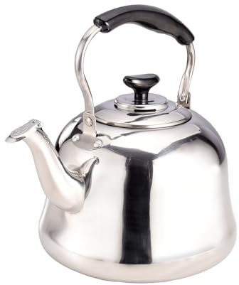 Royalford Stainless Steel Tea Kettle for Stove Top, Portable Teapot for Kitchen Camping Hiking Anti - Hot Handle Tea Boiler Hot Water Kettle for Tea Coffee, 4L Capacity
