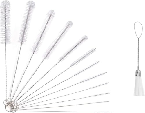 12 Reinigungsbürste Set + Pinsel | 21 cm lang | für Kaffeevollautomat | Strohhalm | Pfeifenreiniger Bürste | Milchschlauchbürste | Flaschenbürste | Bürste | Pinsel