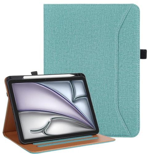 Vakarey Funda para iPad Air 11 Pulgadas M4 2026/M3 2025/M2 2024,iPad Air 5.ª/4.ª Generación 10.9,Carcasa Antigolpes con Portalápices,Correa de Mano y Soporte,Verde