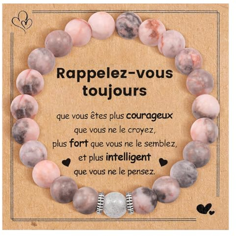 BOCHOI Cadeau Femme Homme Bracelet Femme Cadeau Anniversaire Noel 13-21 ans Saint Valentin Fête Des Mères Bracelet Fête Des Pères Pierre Naturelle Maman Mamie Sœur Collègue Meilleur Ami Copain Mari