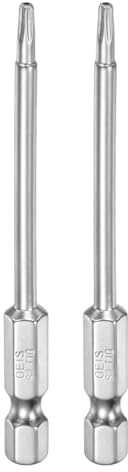 sourcing map 2 punte Torx di sicurezza T10 da 1/4 di pollice con gambo esagonale da 7,6 cm di lunghezza in acciaio S2 magnetico resistente alle manomissioni cacciavite a stella testa Torx con foro per