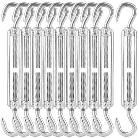 APACALI 20PCS M5 Turnbuckle Wire Tensioner, Stainless Steel Hook & Hook Rope Cable Tension, Adjustable Turnbuckle M5 for Garden Wire, Fence Wire Tensioner, Outdoor Hanging, Silver