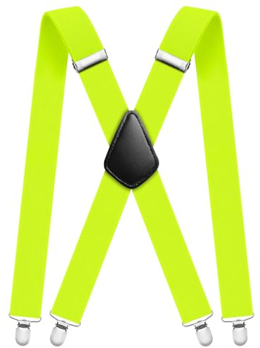 Aomig Bretelles Homme Larges Réglable 4 Clips, Bretelles Extra Larges en X pour Hommes avec Pinces Noires et Tissu Épais - 3.5 cm
