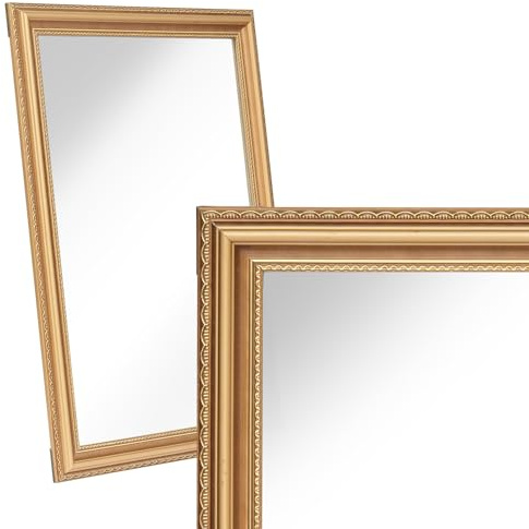 Ymahizax 70 x 50 cm Wandspiegel, Spiegel Mit Gold Rahmen, Bad Spiegel Flur Schminken Ankleiden hängende Wandspiegel mit Rahmen Wohn/Schlafzimmer Dekor