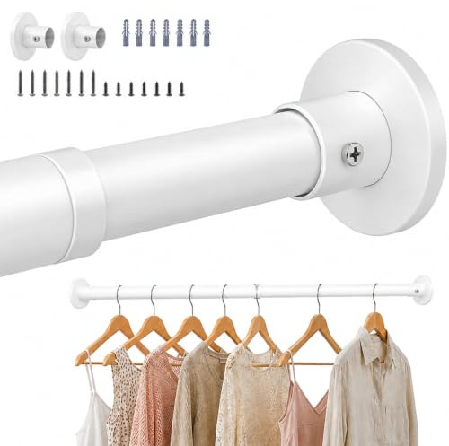 Wardlock Kleiderstange Schrank ausziehbar, Edelstahl Ausziehbare Kleiderstange für Kleiderschrank Innen, Teleskop Schrankstange für Kleidung(White, 68cm-120cm)