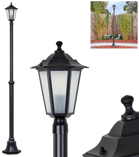 HOFSTEIN Kandelaber Loria, Außenwegeleuchte aus Metall/Glas in Schwarz/Milchglas, Wegeleuchte im Vintage/Antik/Landhaus-Design für Garten, Außenbereich, Hof, Höhe 190 cm, 1 x E27, IP44