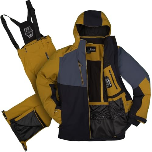 Killtec Herren Skianzug Größe M - aus Skijacke grau schwarz braun und Skihose braun - mit 10000mm Wassersäule - wasserdicht, atmungsaktiv