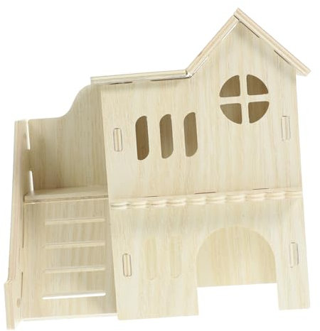WOONEKY Hamsterhaus Aus Holz Dekoratives Rattenversteck Entzückendes Kleintierversteck Für Meerschweinchen Mit Futterspielzeug