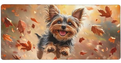 Gaming Mauspad, Herbst Mousepad XXL 800x400x3mm Mousepad Gaming Hund, Schreibtischunterlage Mit Kantenschutz, Wasserabweisend Maus Pad Gaming Zubehör Verbessert Präzision und Geschwindigkei-z839