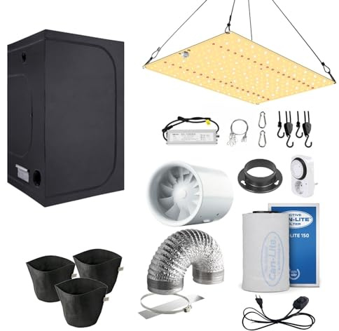 NICEGROW.de Grow Komplettset 60x60 für 3 Pflanzen, dimmbare LED und leise Abluft regelbar
