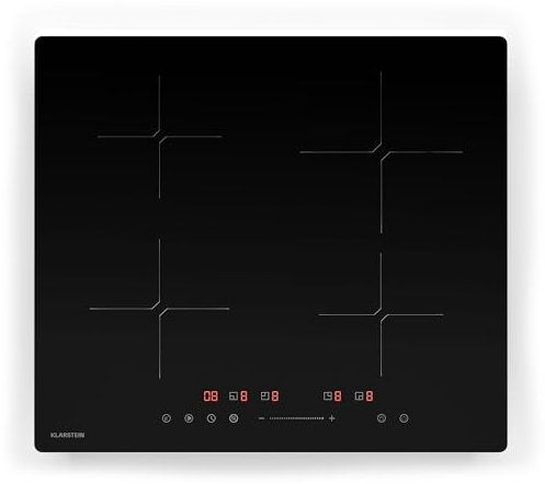 Klarstein PowerGlide Placa Inducción – 4 Zonas Con Refuerzo, 7800 W, Mando Deslizante, Temporizador Y Bloqueo Infantil, Diseño Elegante De 60 cm, Indicador De Calor Residual