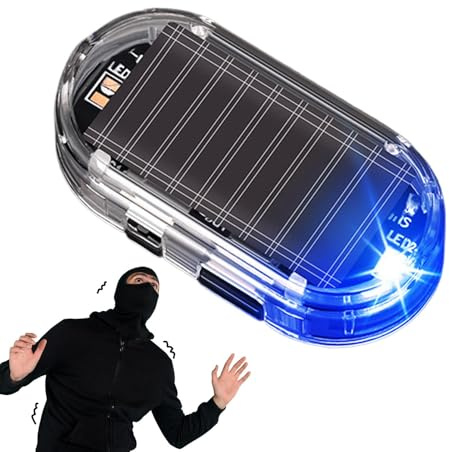 Veasbuu Luz solar antirrobo para coche, lámpara LED de seguridad interior, alarma simulada, lámpara antirrobo de seguridad para coche RV
