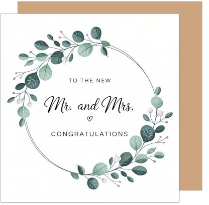 Edition Seidel HQ130 SW025 - Tarjeta de felicitación para boda (cuadrada, con sobre, diseño de ramas Just Married
