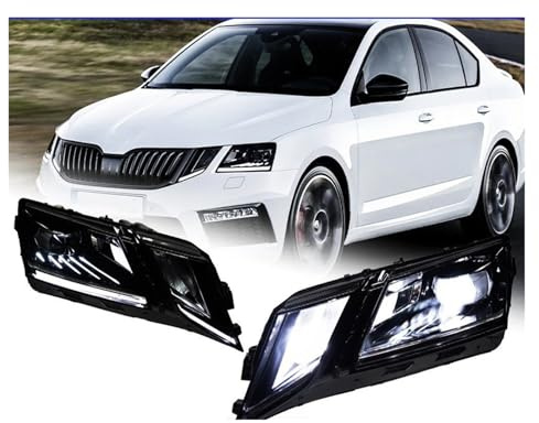 WSUMKH Fanale Anteriore Faro Anteriore Per Skoda Per Octavia LED 2018 2019 2020 Fari DRL Indicatori Di Direzione Abbaglianti Angel Eye Lente Del Proiettore Faro Principale Fari