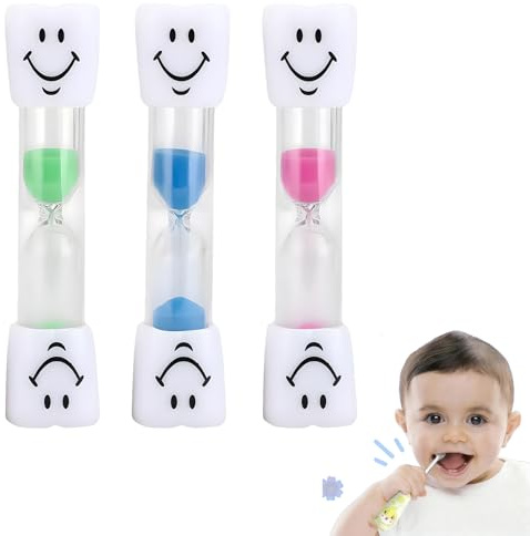 Lot de 3 sabliers enfants 3 minutes – sablier brossage dents minuteur coloré pour filles et garçons – sabliers éducatifs multicolores en PVC et verre – minuterie ludique hygiène dentaire