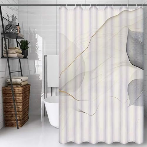 Duschvorhang 160x220cm Grau Duschvorhang Abstrakt, Wasserabweisend, Waschbar Polyester Stoff Textil Badevorhänge mit 12 Ringe, für Badezimmer, Badewanne, Schlafsaal, Familie, Hotel Dekorieren Y#467