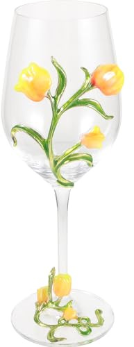 DOITOOL Calice da Vino Rosso in Vetro Motivo Floreale Tridimensionale, Bicchiere da Cocktail per Feste, Coppa di Vino Riutilizzabile Adatta a Casa, Ristoranti e Matrimoni