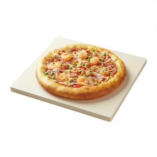 CROSSON Pizzastein für Backofen und Gasgrill,50 x 50 x 1.2 CM,Backen, Cordierit Quadratischer Pizzastein for Ooni,für Backofen von Knuspriger Pizza, Brot und Flammkuchen